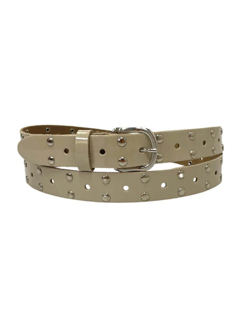 Belt Leather Laque Silver Studs